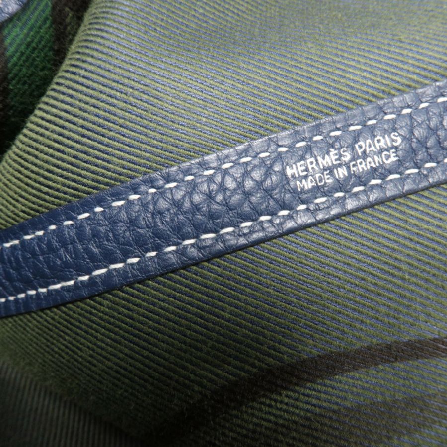 HERMES Negonda皮革Garden Party PM手挽袋Bleu de Prusse-5