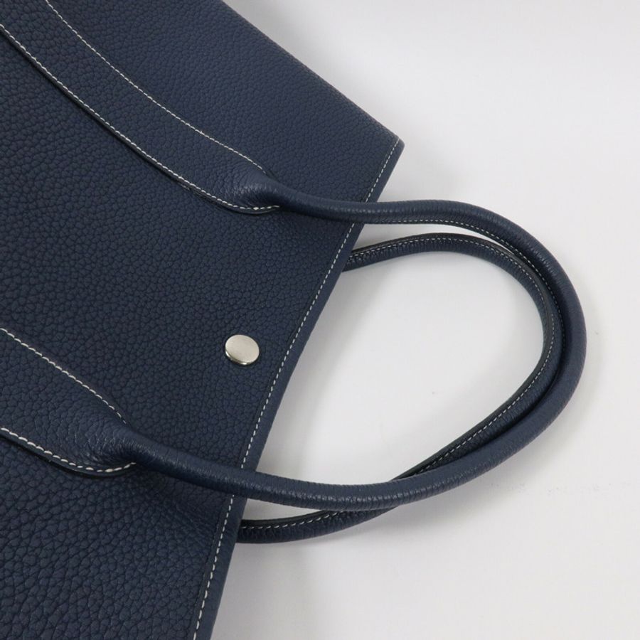 HERMES Negonda皮革Garden Party PM手挽袋Bleu de Prusse-6