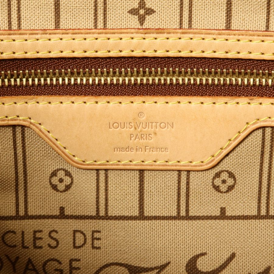 LOUIS VUITTON Monogram Neverfull MM金扣手挽袋-5