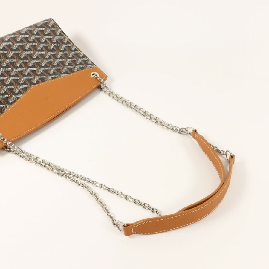 GOYARD 牛皮皮革/塗層帆布Rouette Structure PM鏈帶肩背袋-7