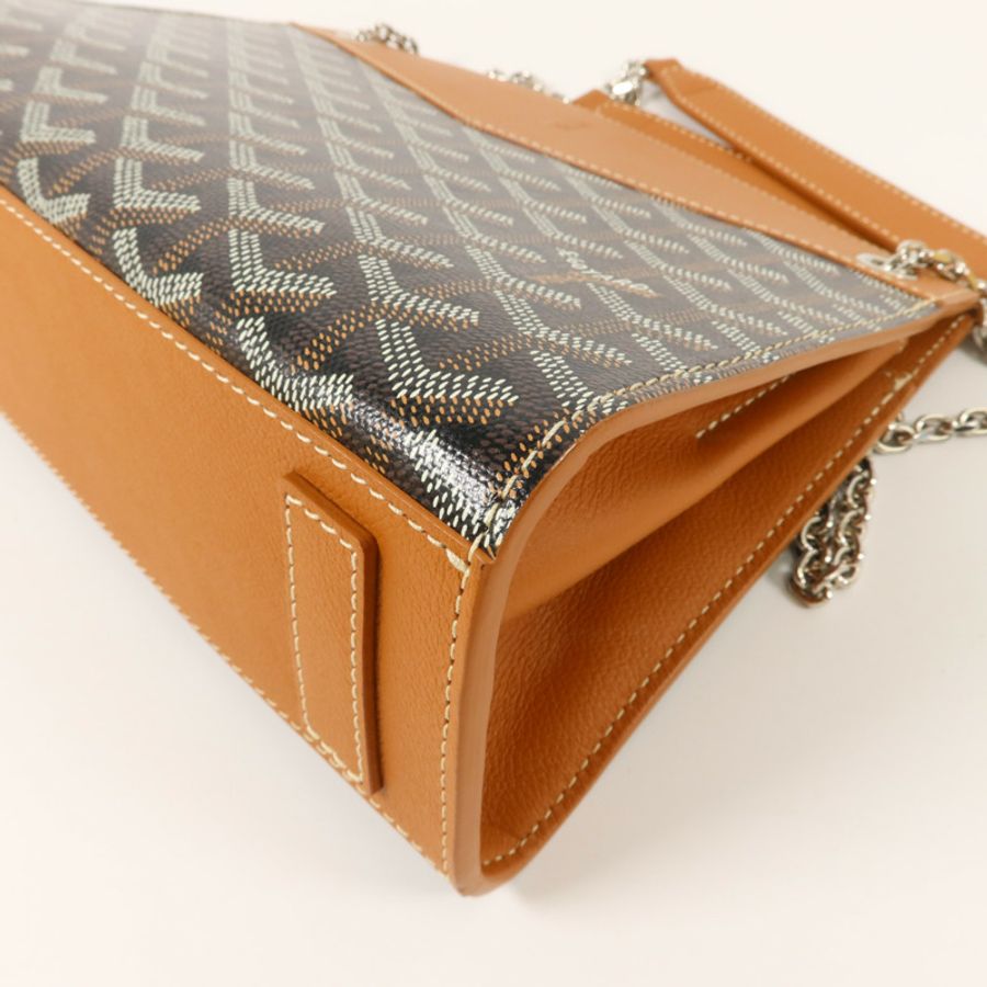 GOYARD 牛皮皮革/塗層帆布Rouette Structure PM鏈帶肩背袋-10