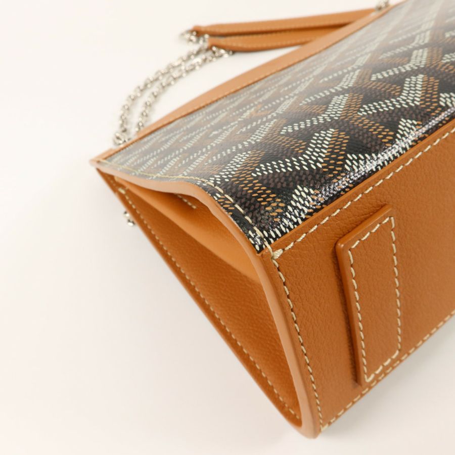 GOYARD 牛皮皮革/塗層帆布Rouette Structure PM鏈帶肩背袋-11