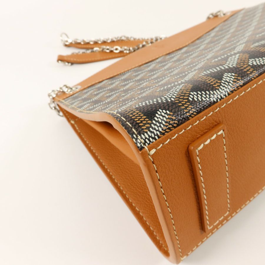 GOYARD 牛皮皮革/塗層帆布Rouette Structure PM鏈帶肩背袋-13