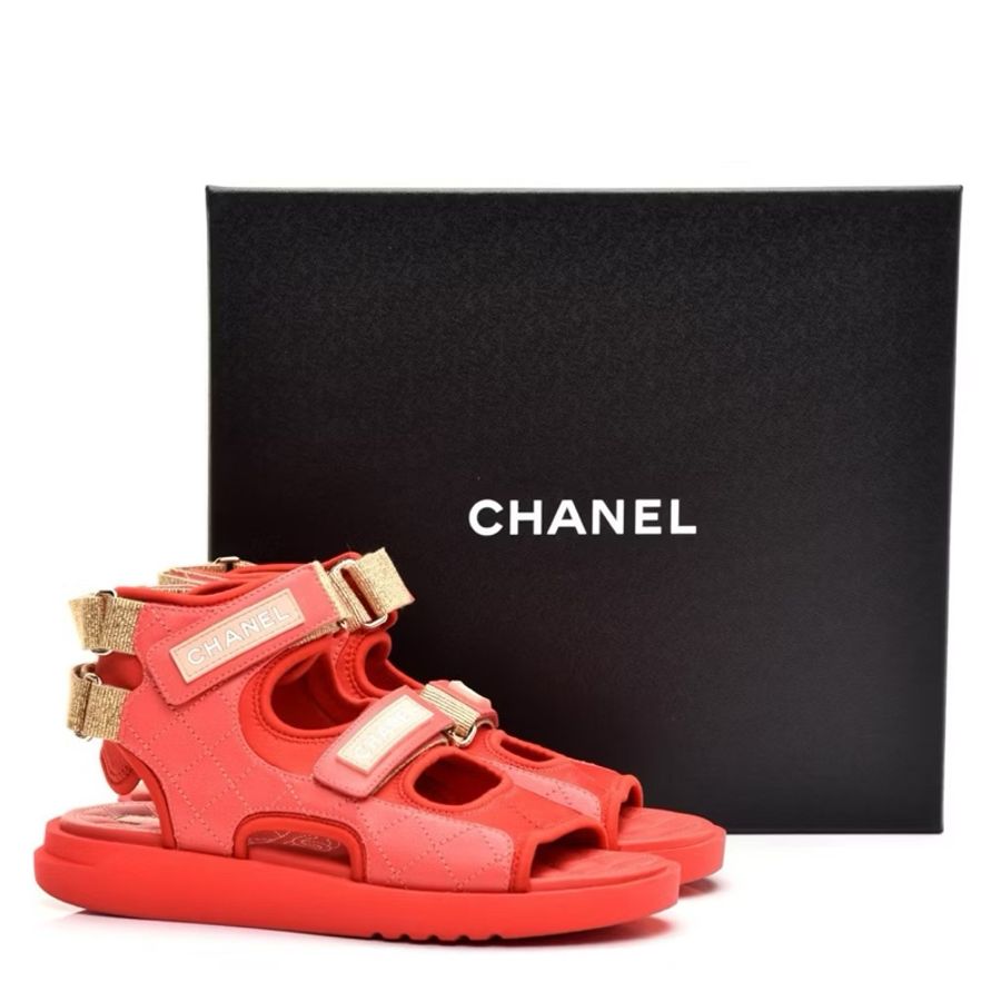 正品 Chanel 菱格紋涼鞋 38.5 閒置美品-1