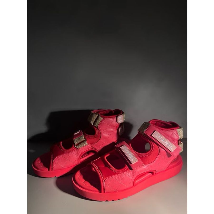 正品 Chanel 菱格紋涼鞋 38.5 閒置美品-2