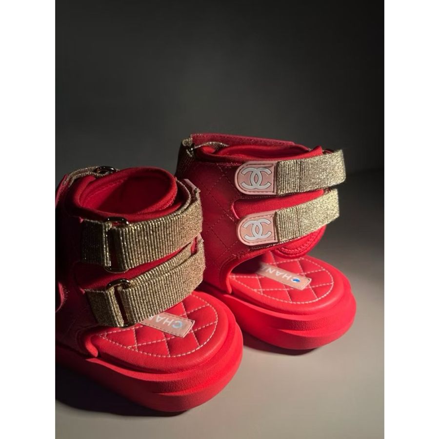 正品 Chanel 菱格紋涼鞋 38.5 閒置美品-4