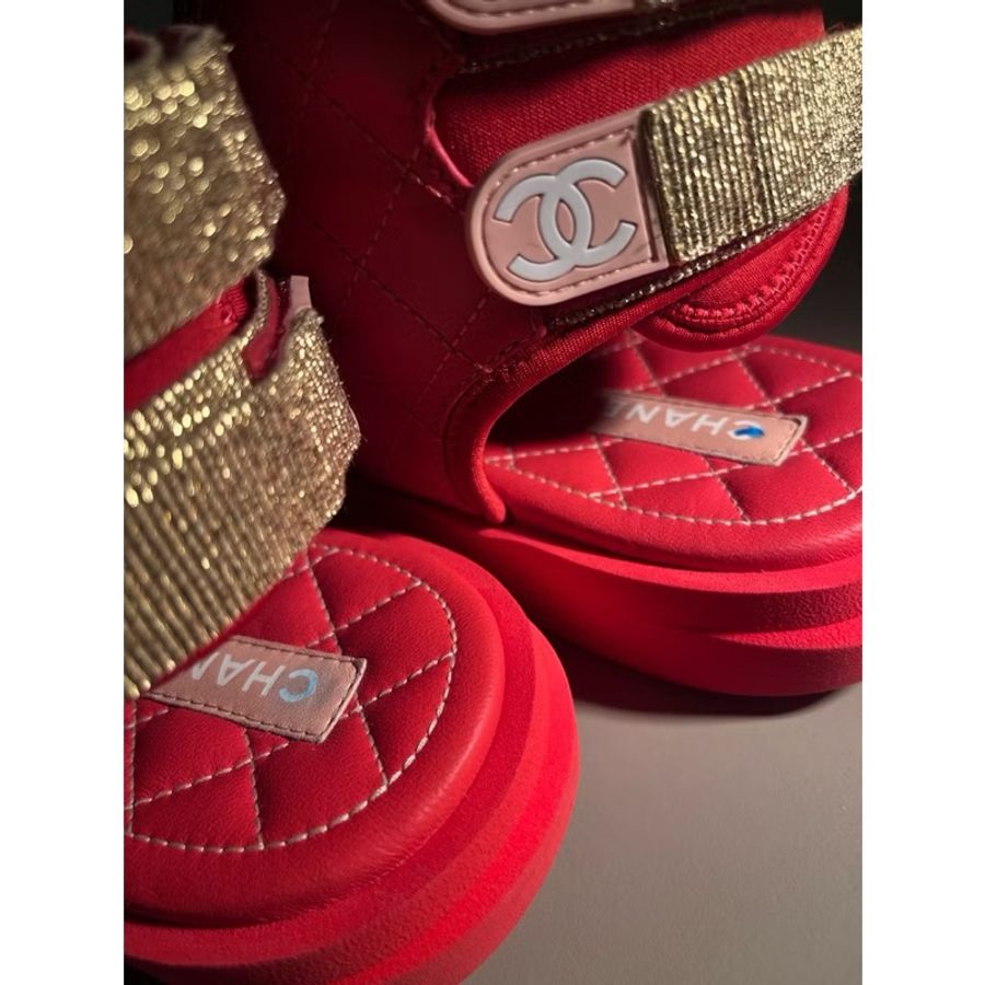 正品 Chanel 菱格紋涼鞋 38.5 閒置美品-7