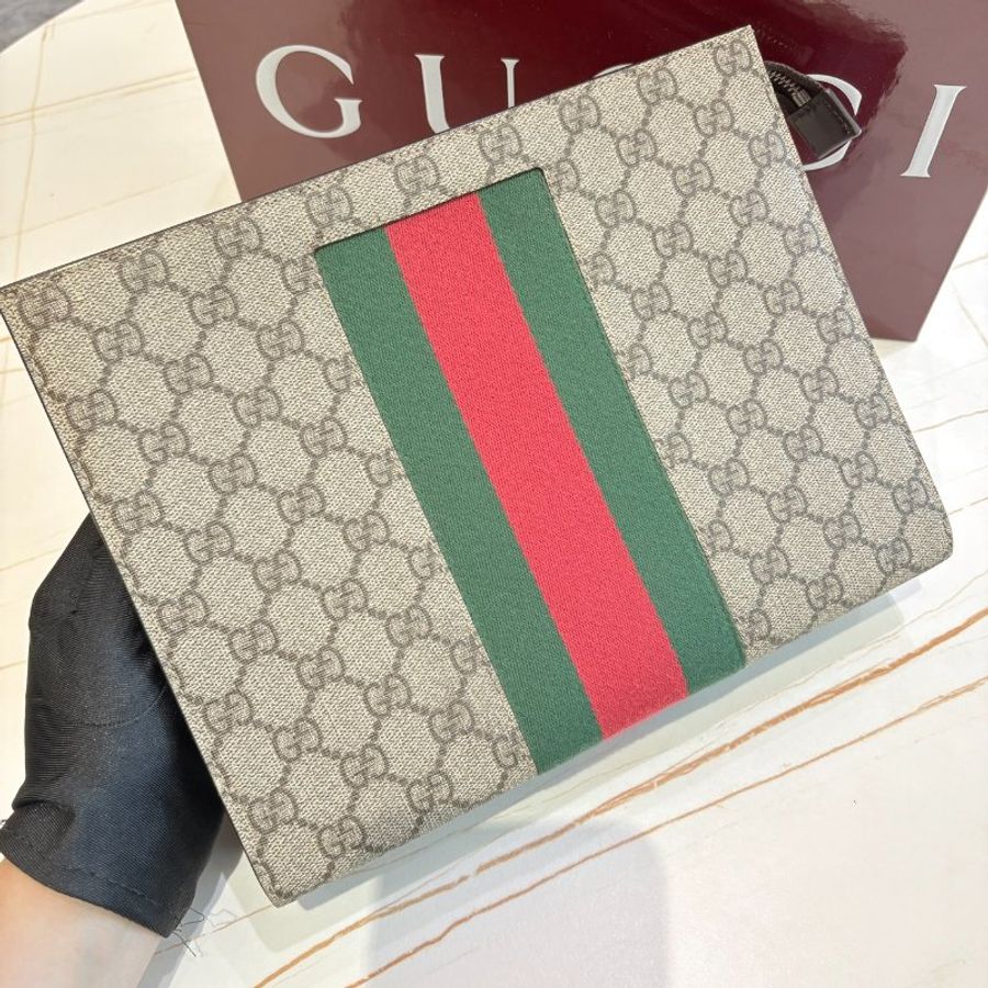 *SHIHNA名牌精品* Gucci GG Supreme 帆布織帶手拿包-2