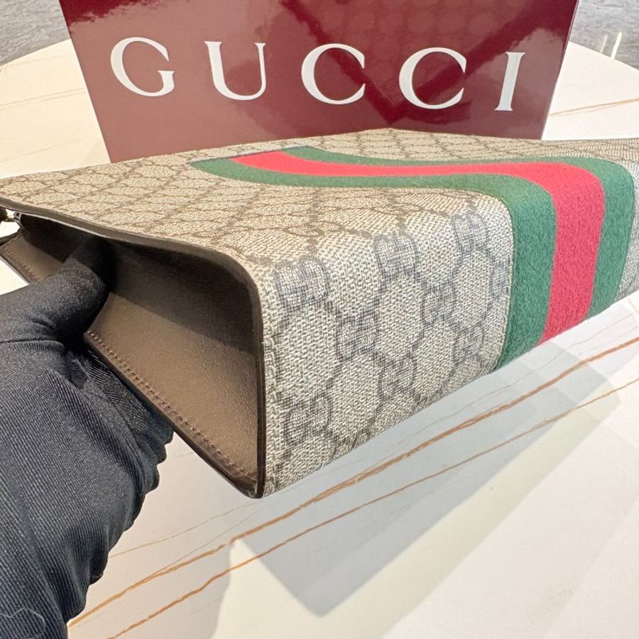 *SHIHNA名牌精品* Gucci GG Supreme 帆布織帶手拿包-4