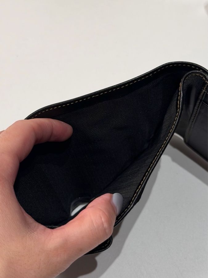 Fendi vintage 日本二手 中古復古古董經典老花 黑色皮革 三折皮夾 零錢包中夾短夾-13