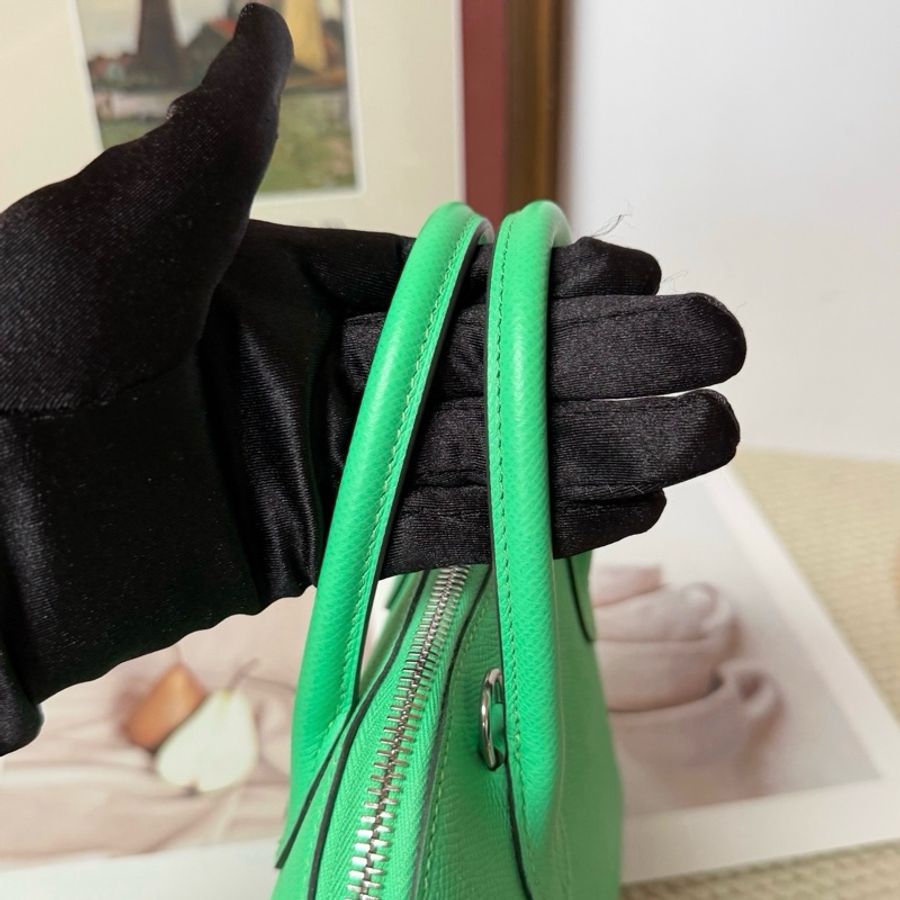 愛馬仕/Hermes bolide保齡球 手提包肩背包斜挎包Evercolor皮 漫畫綠銀扣-9