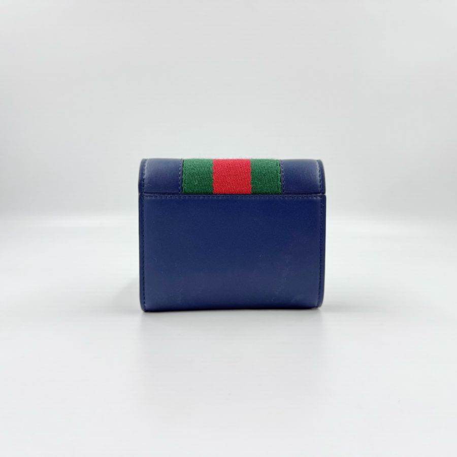 GUCCI💙藍色牛皮Sylvie三折短夾-2