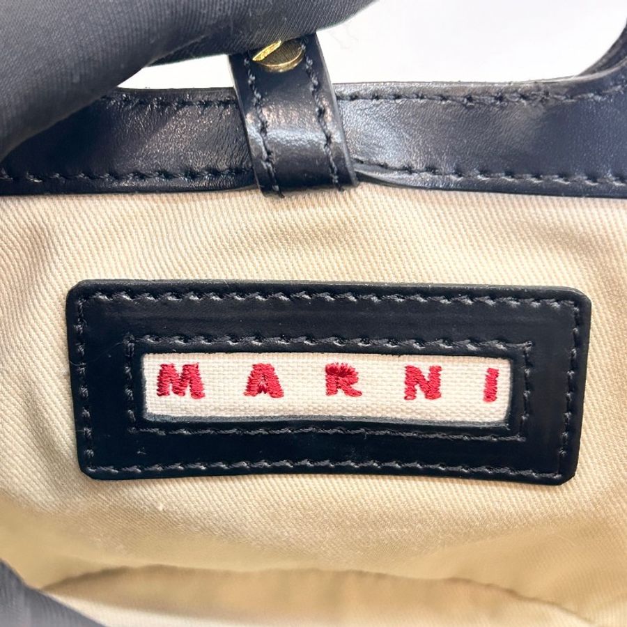 Marni 黑色編織菜籃子斜背包-7