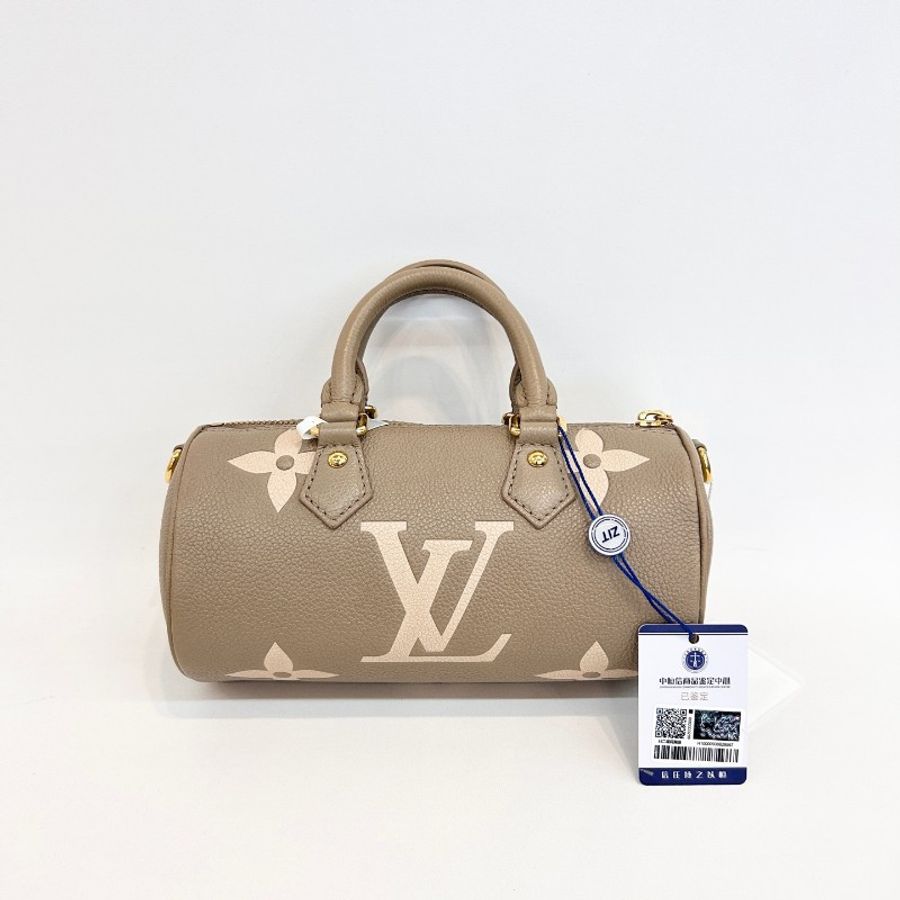Louis Vuitton大象灰巴比龍Papillon bb斜挎包晶片款20cm-1