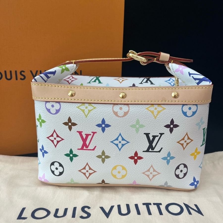 LV/路易威登 白三彩飯盒包 村上隆聯名款x TakashiMurakami Cruiser 手提包 芯片款-2