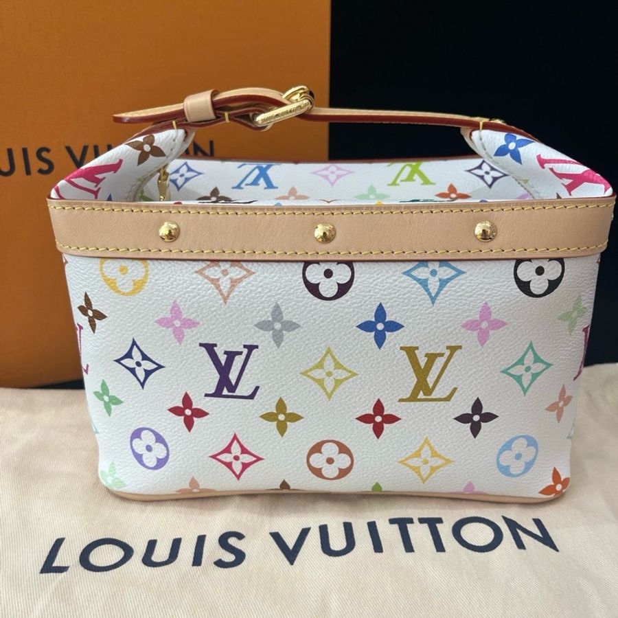 LV/路易威登 白三彩飯盒包 村上隆聯名款x TakashiMurakami Cruiser 手提包 芯片款-3