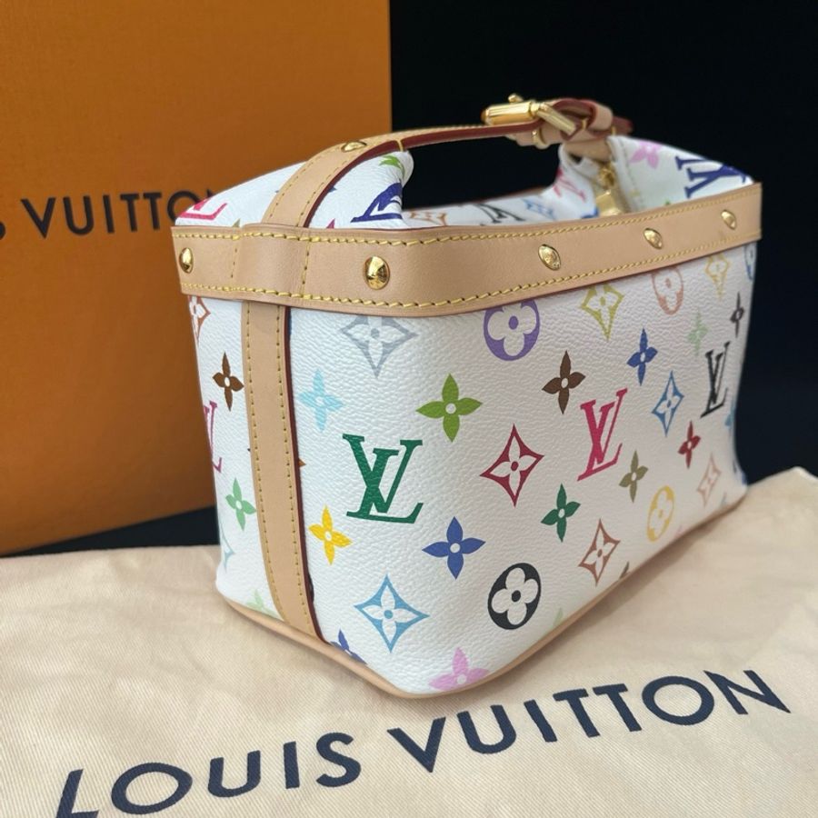 LV/路易威登 白三彩飯盒包 村上隆聯名款x TakashiMurakami Cruiser 手提包 芯片款-4