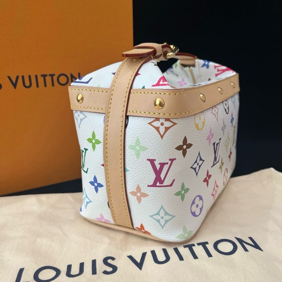 LV/路易威登 白三彩飯盒包 村上隆聯名款x TakashiMurakami Cruiser 手提包 芯片款-5
