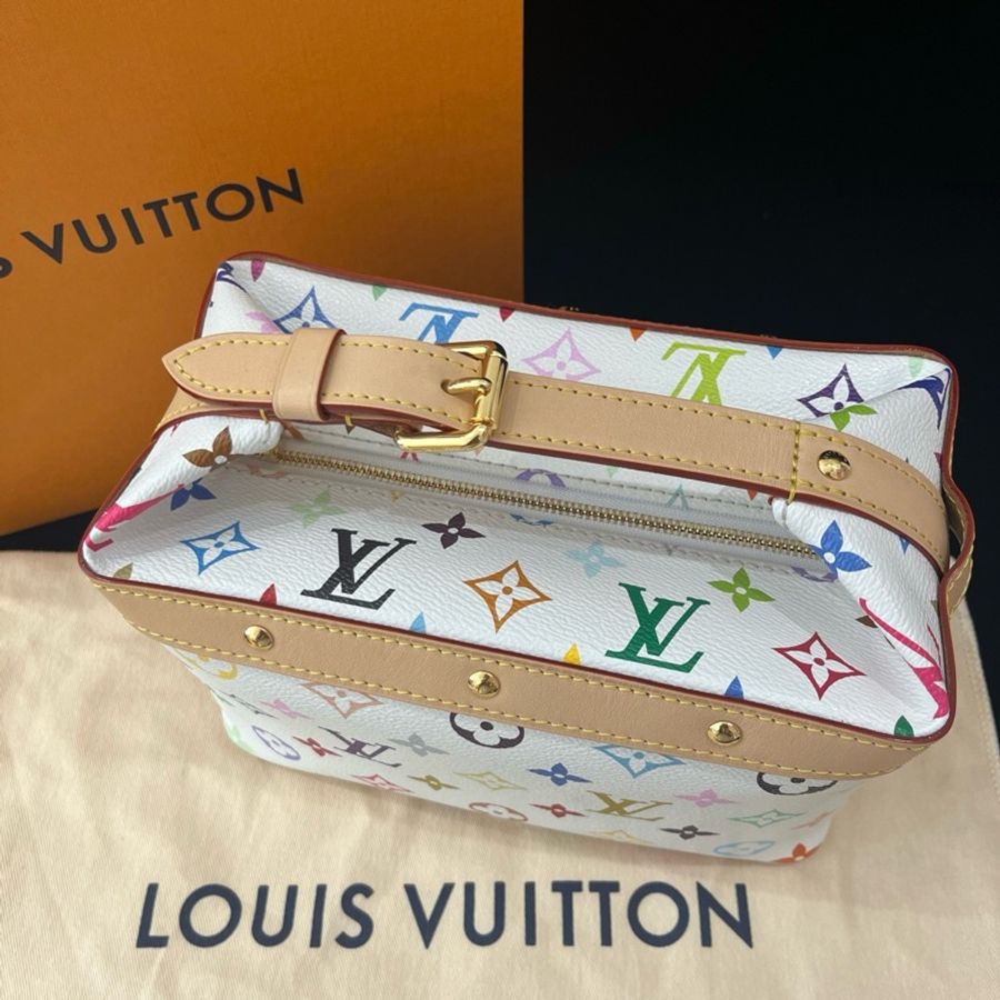 LV/路易威登 白三彩飯盒包 村上隆聯名款x TakashiMurakami Cruiser 手提包 芯片款-7