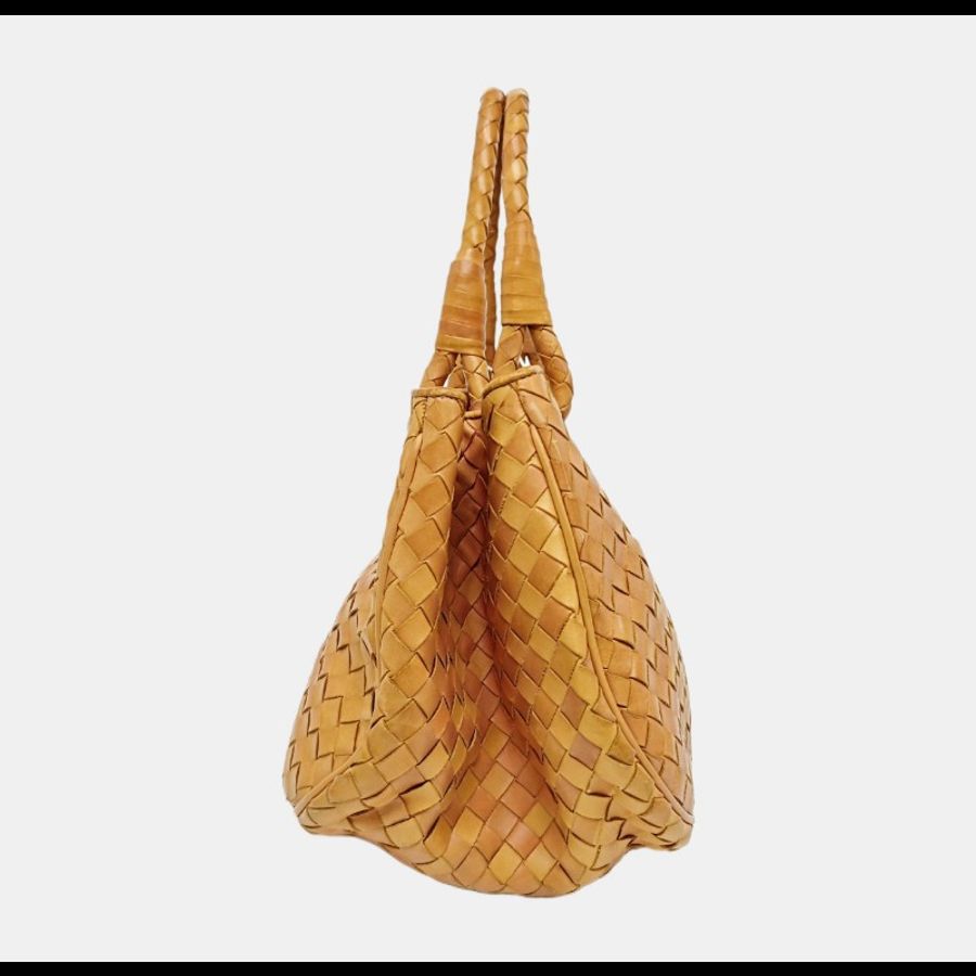 Bottega Veneta/葆蝶家全皮編織杏色手提包-3