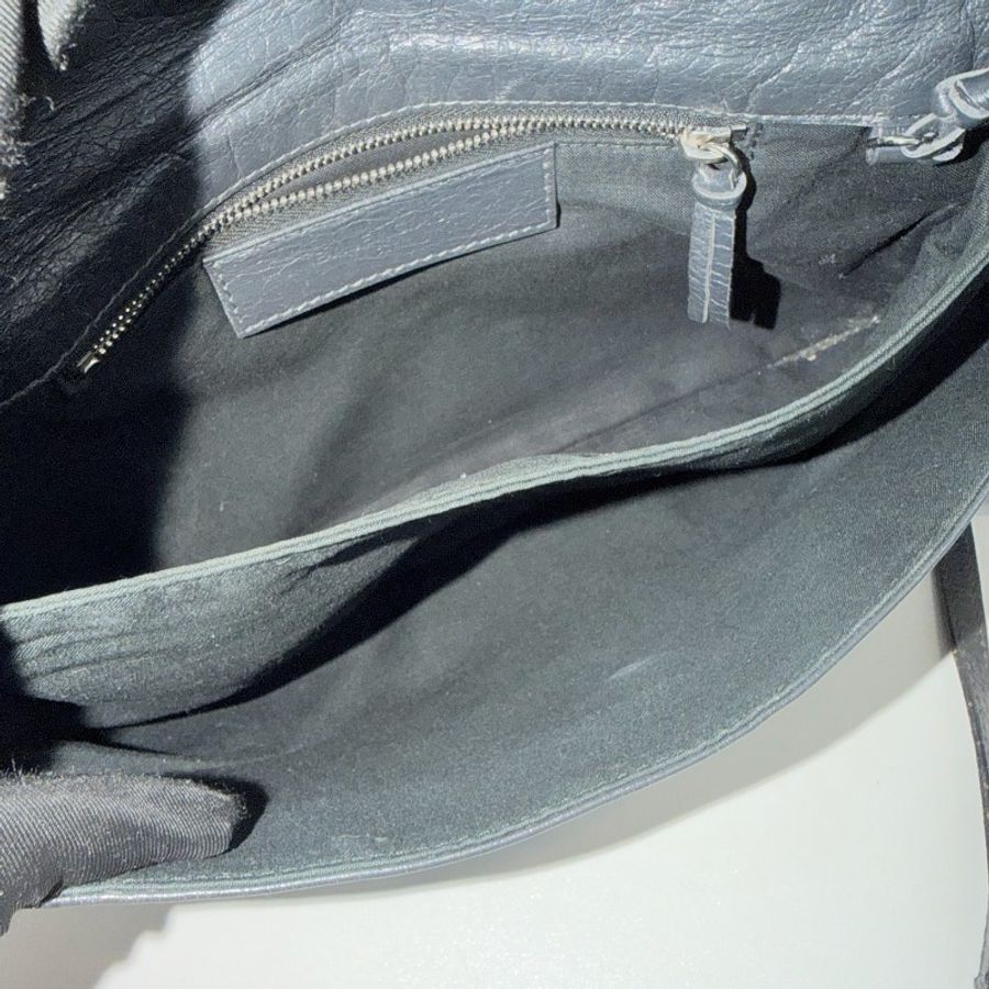 Balenciaga 灰色油蠟皮機車woc單肩斜挎包-7