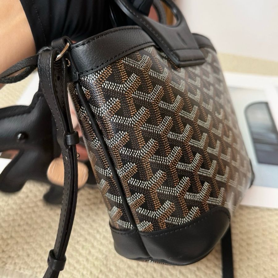 Goyard Mini Beluga 戈雅迷你貝魯加手提水桶包菜籃子手提包斜背包 經典黑棕色老花-3