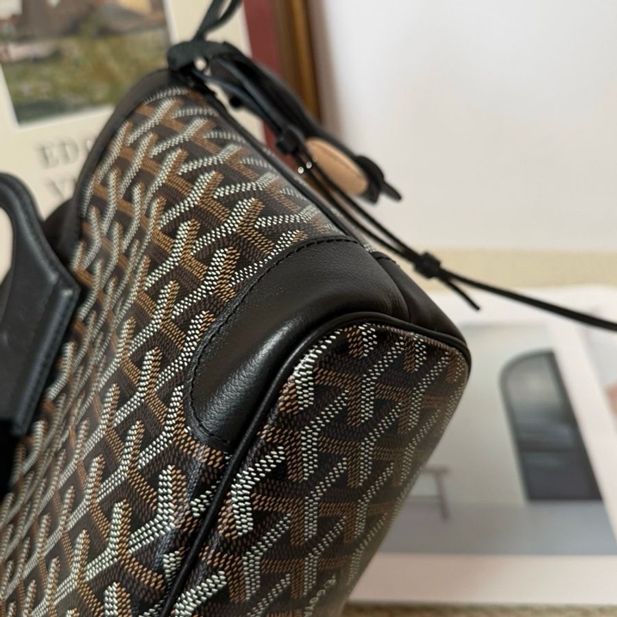 Goyard Mini Beluga 戈雅迷你貝魯加手提水桶包菜籃子手提包斜背包 經典黑棕色老花-5