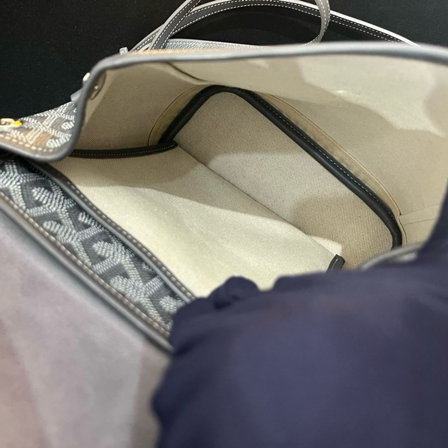 戈雅Goyard Alpin Mini 後背包 灰色老花手提包雙肩包 銀扣-6