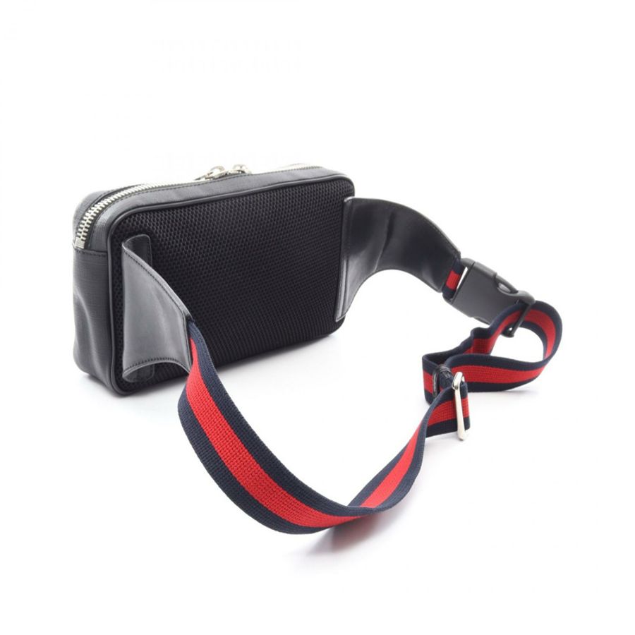 GUCCI Soft GG Supreme Sherry Line 腰包 474293 皮革 黑色 灰色-1