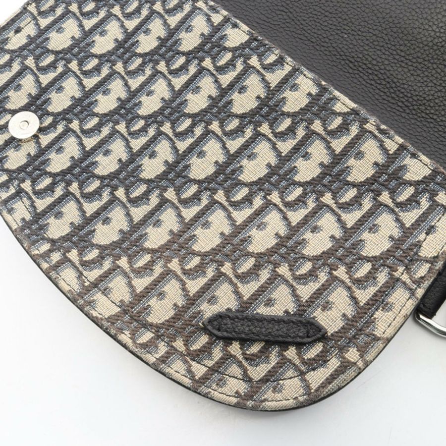 Dior SADDLE Oblique 腰包/斜背包 1ADPO325YKY 帆布皮革 米色/海軍藍 二手 女士-7