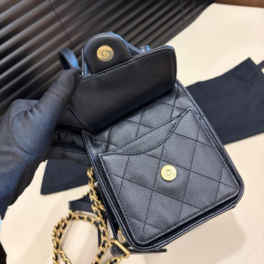 Chanel香奈兒 黑金荔枝牛皮25bag小號雙肩包後背包手提包 芯片款-3
