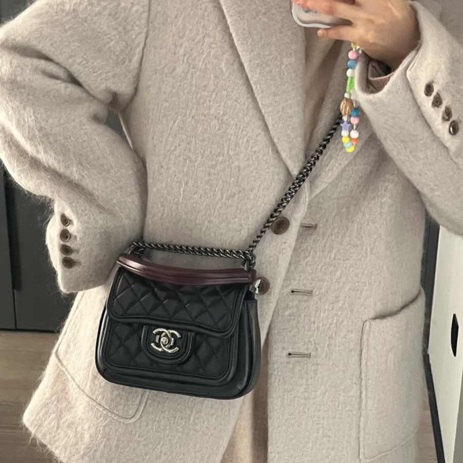 Chanel香奈兒🖤 黑紅mini孟買南瓜鏈條包💗-0