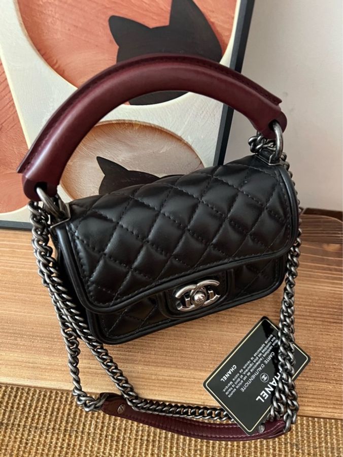 Chanel香奈兒🖤 黑紅mini孟買南瓜鏈條包💗-3