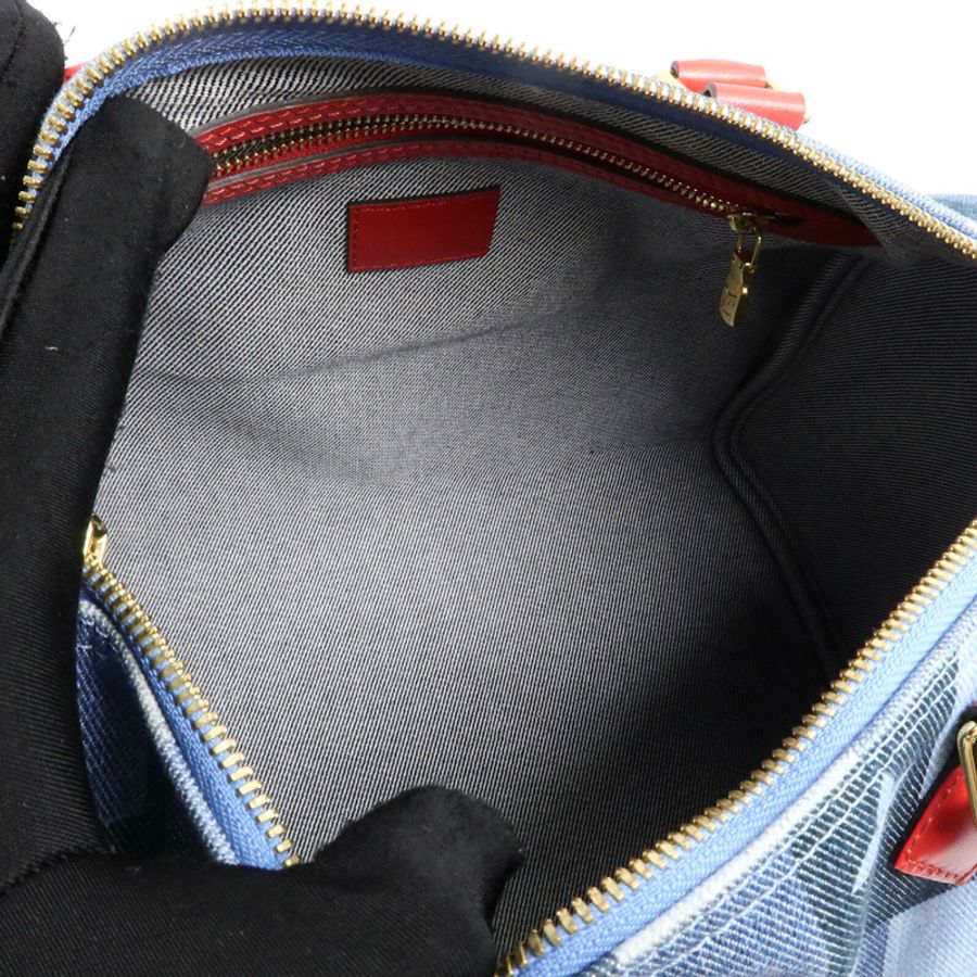 LOUIS VUITTON Monogram Denim Speedy Bandouliere 30 Square Patchwork手挽肩背兩用袋-4