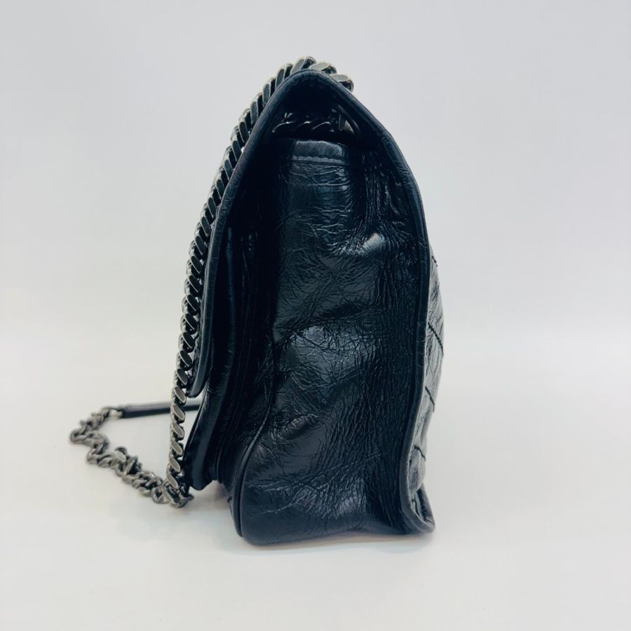 Saint Laurent 黑色油蠟皮中號niki鏈條單肩斜挎包-2
