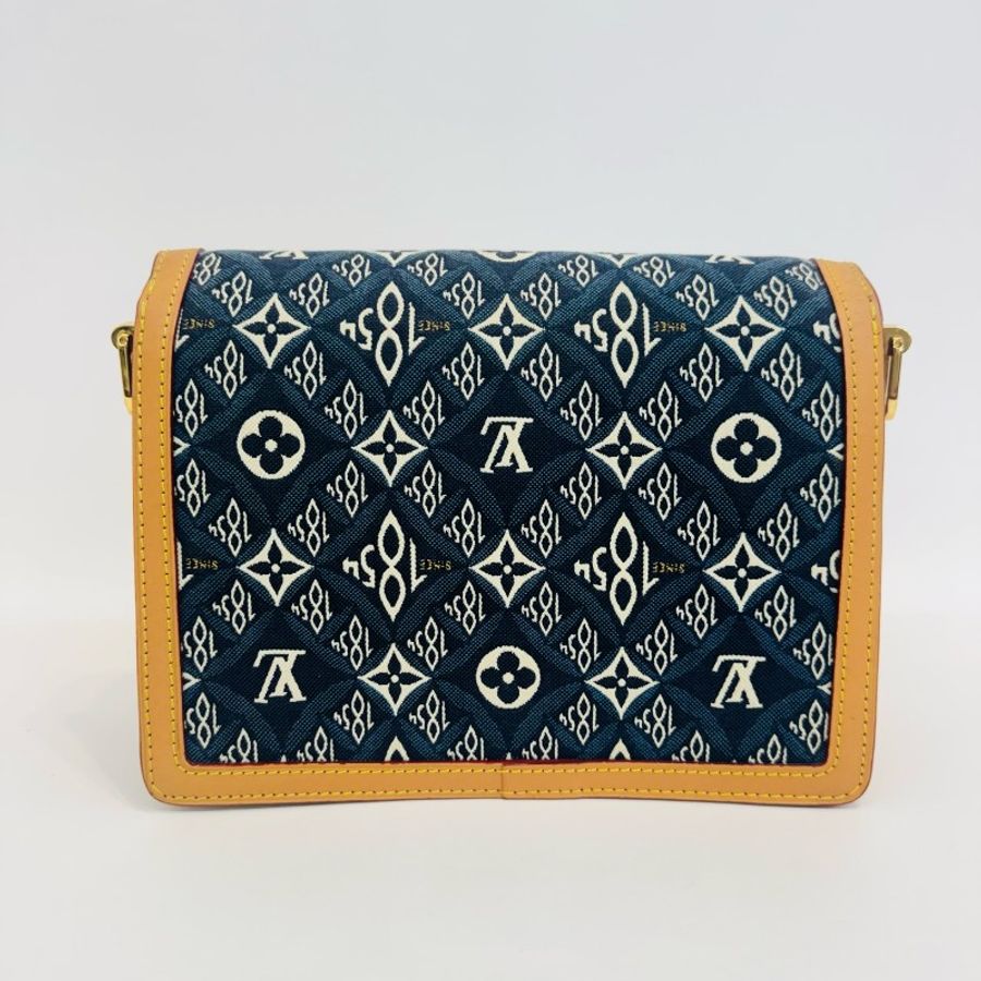 Louis Vuitton 達芙妮中號1854系列藍色帆布配植鞣革單肩斜挎包-1