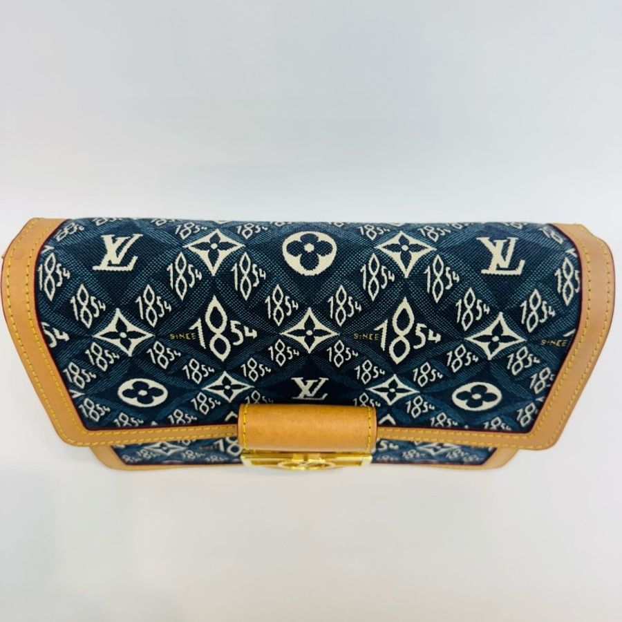 Louis Vuitton 達芙妮中號1854系列藍色帆布配植鞣革單肩斜挎包-4