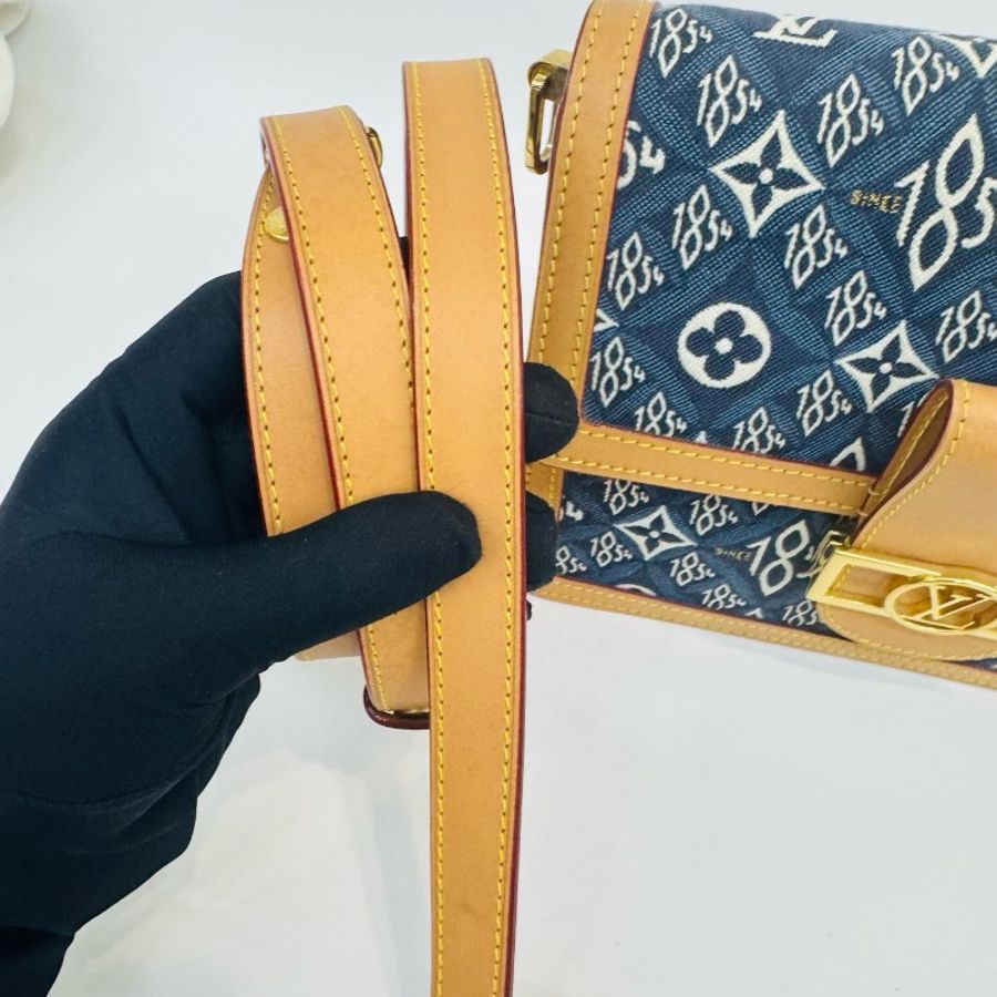 Louis Vuitton 達芙妮中號1854系列藍色帆布配植鞣革單肩斜挎包-8
