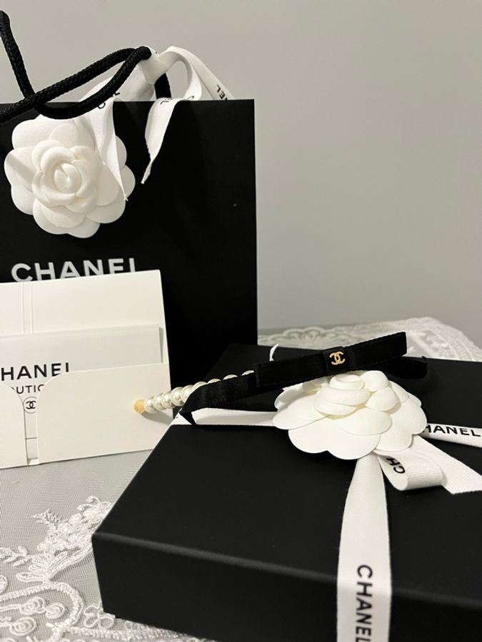 CHANEL 香奈兒 珍珠蝴蝶結髮箍|經典黑白配色|限量款|台北專櫃購入|正品附購證-3