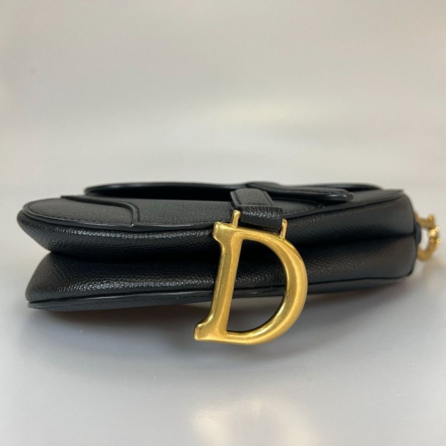DIOR 黑皮革馬鞍包 配背帶-8