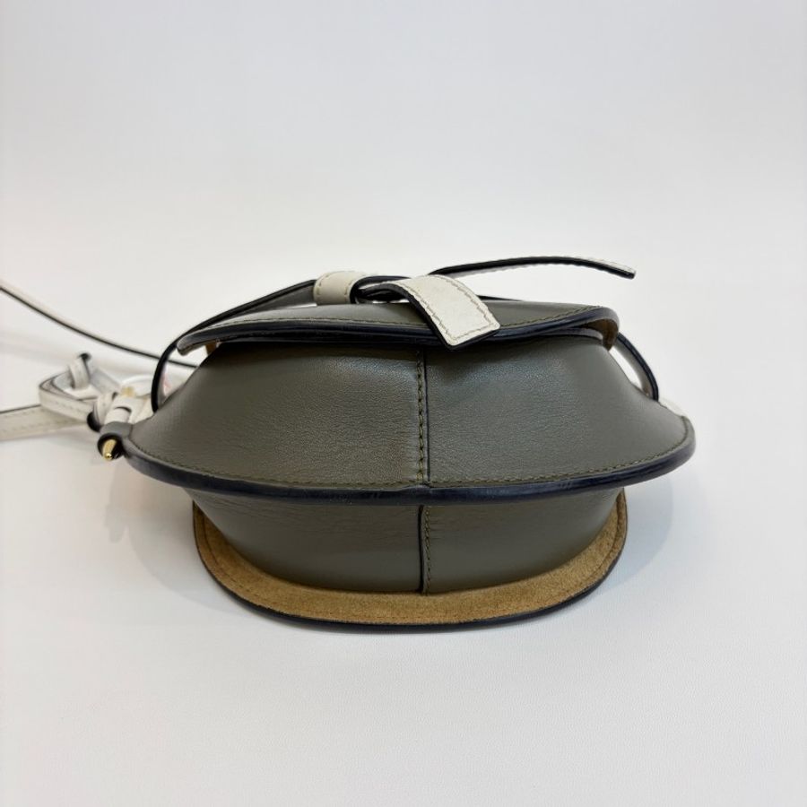 Loewe 焦糖色Gate白拼光面牛皮馬鞍包-5
