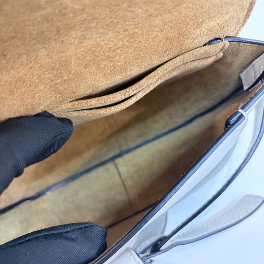 Loewe 焦糖色Gate白拼光面牛皮馬鞍包-7