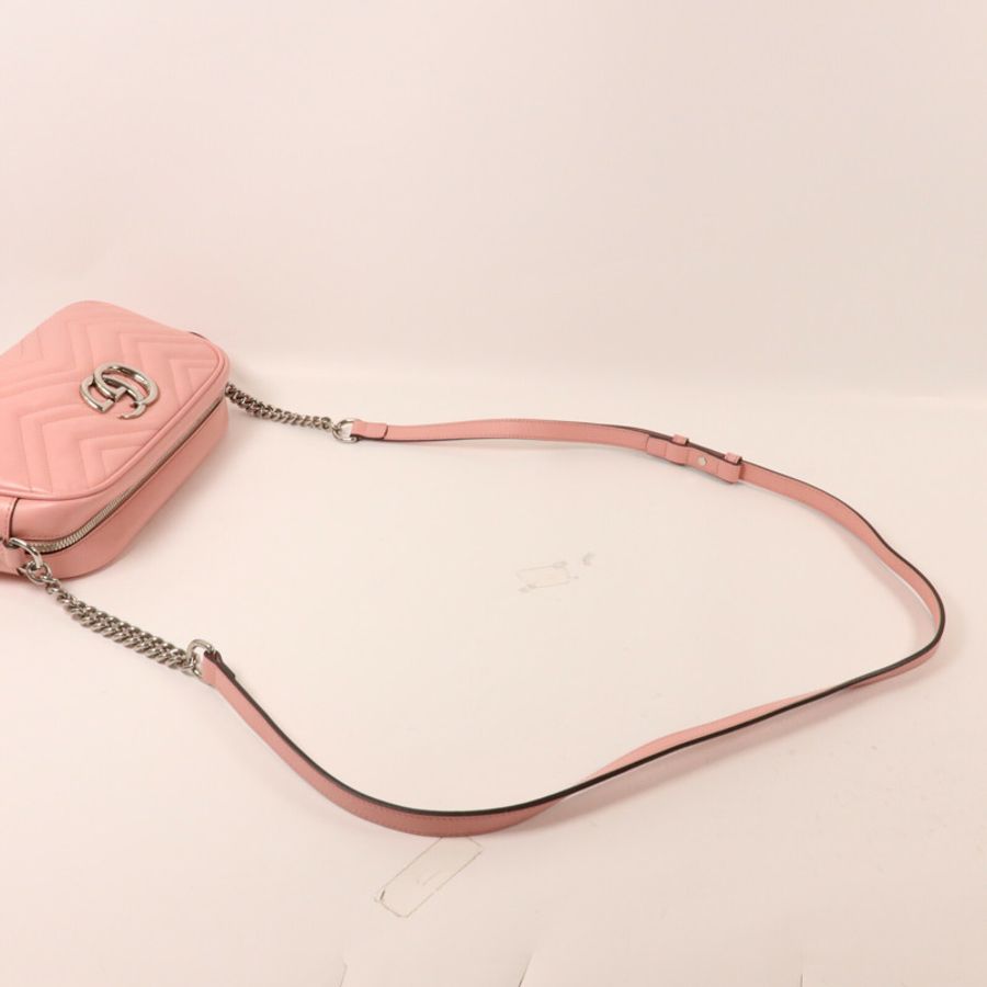 GUCCI 牛皮皮革GG Marmont Small鏈帶肩背袋-8