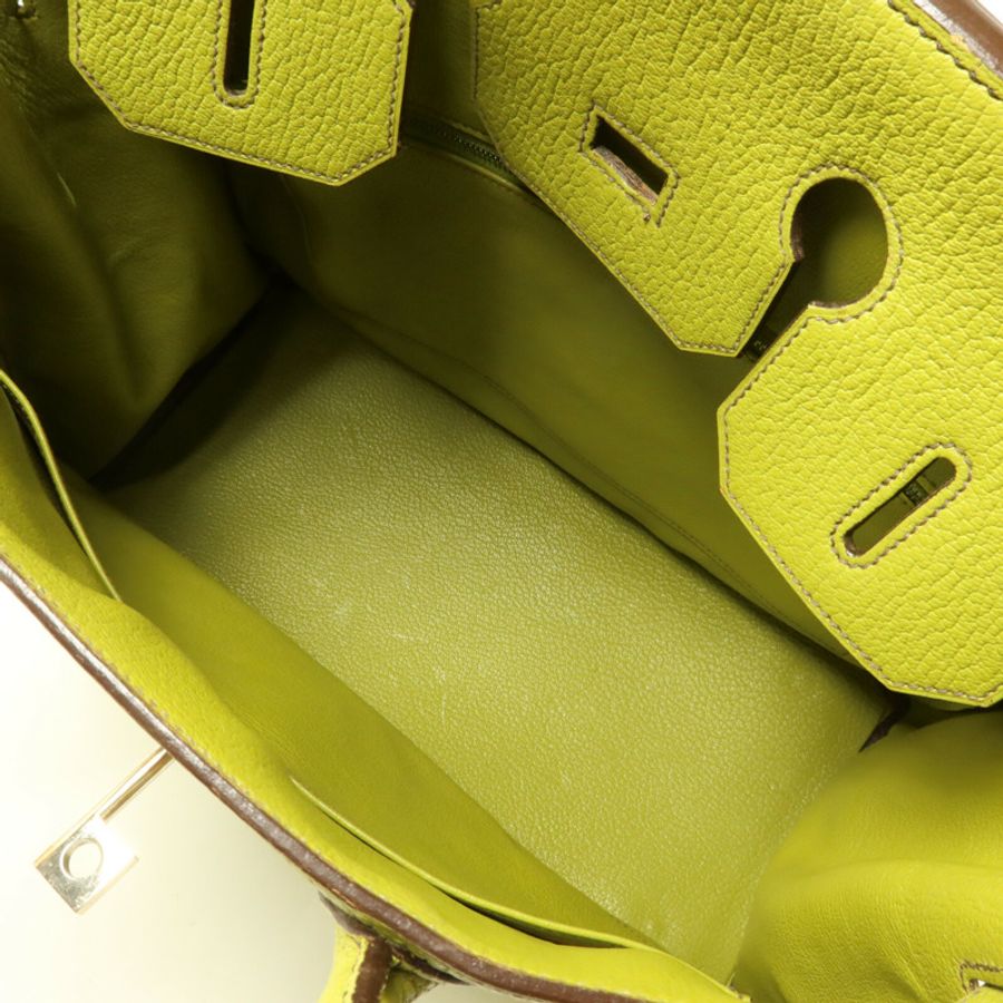 HERMES Chevre皮革Birkin 32 HAC手挽袋Vert Anis-4