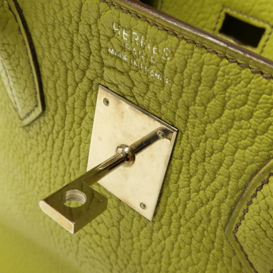 HERMES Chevre皮革Birkin 32 HAC手挽袋Vert Anis-9