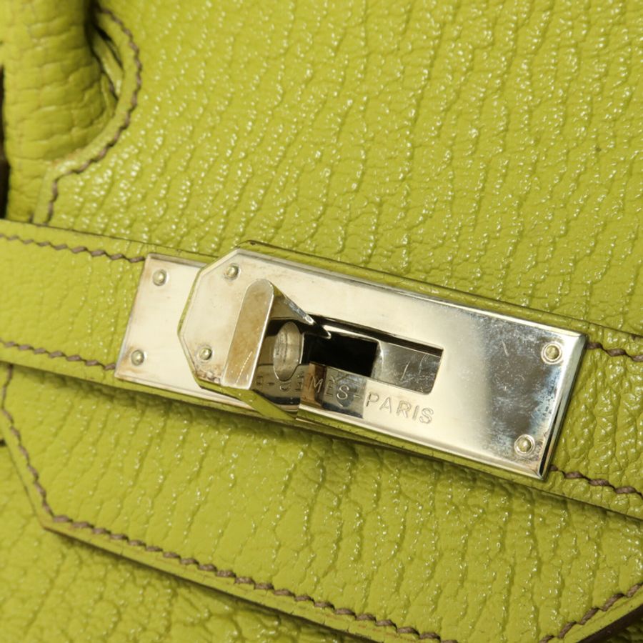 HERMES Chevre皮革Birkin 32 HAC手挽袋Vert Anis-10