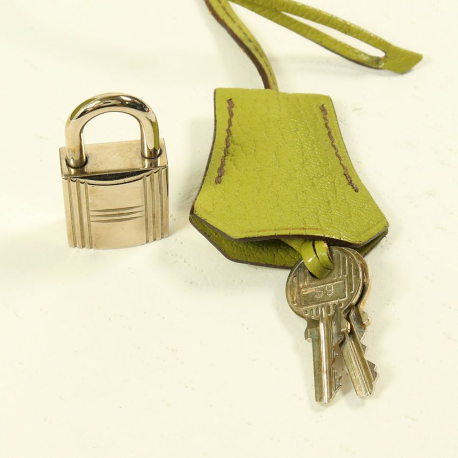 HERMES Chevre皮革Birkin 32 HAC手挽袋Vert Anis-15