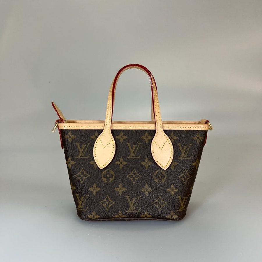 LV M46705/晶片款 NEVERFULL BB 奶茶背帶包-1