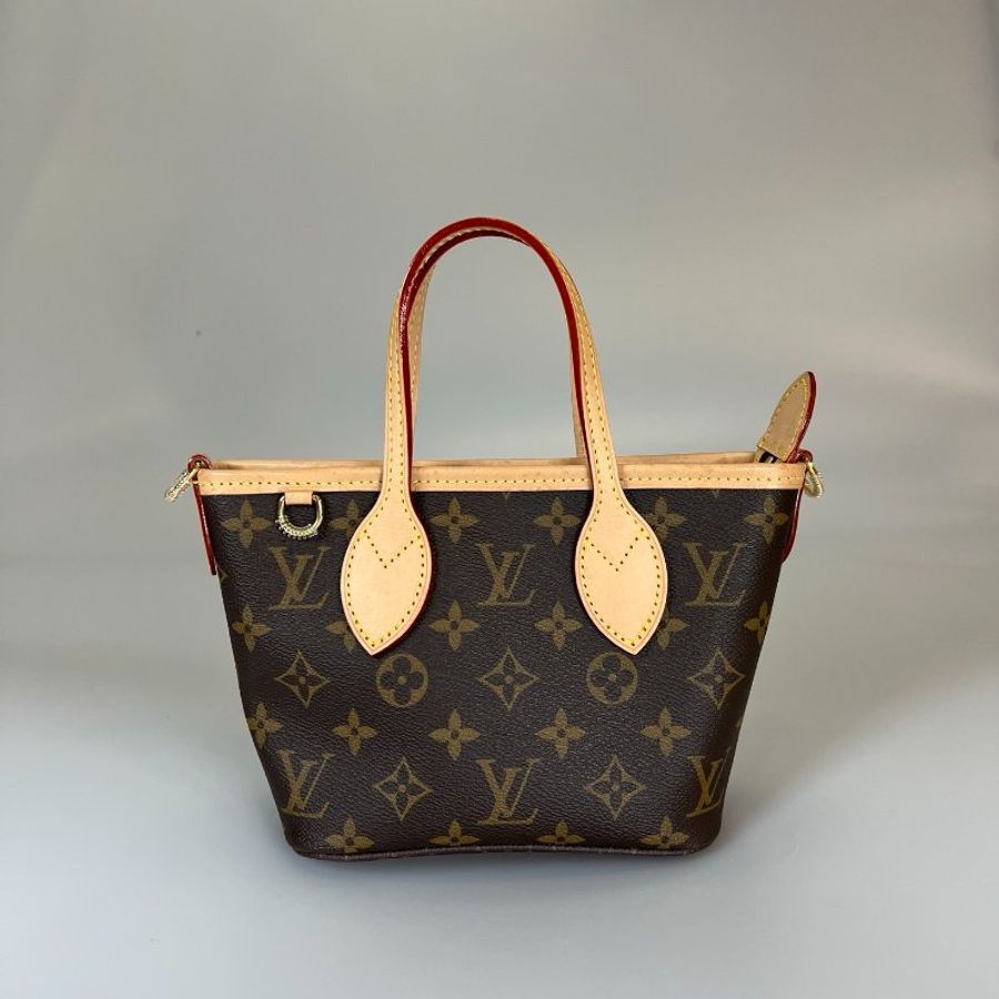 LV M46705/晶片款 NEVERFULL BB 奶茶背帶包-2
