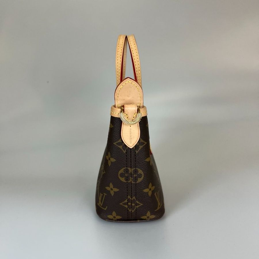 LV M46705/晶片款 NEVERFULL BB 奶茶背帶包-3